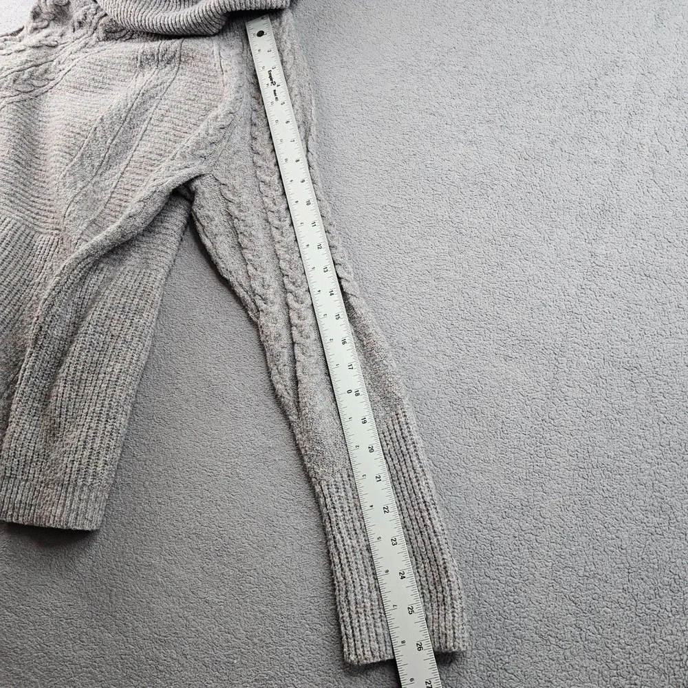 Liz Claiborne Sweater Women L Gray Soft Marled Cable Knit Long Sleeve Turtleneck
